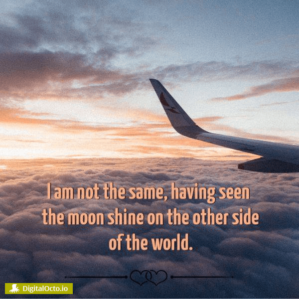 I am not the same, having seen the moon shine on the other side of the world.